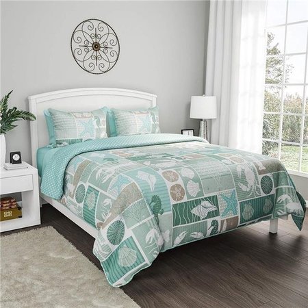 BEDFORD HOME Bedford Home 66A-70558 Harbor Town Veranda Hypoallergenic Polyester Microfiber with Shams 3 Piece Quilt & Bedding Set; Full & Queen Size 66A-70558